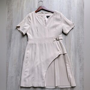 Elegant Cream Dress with Pleated Detail